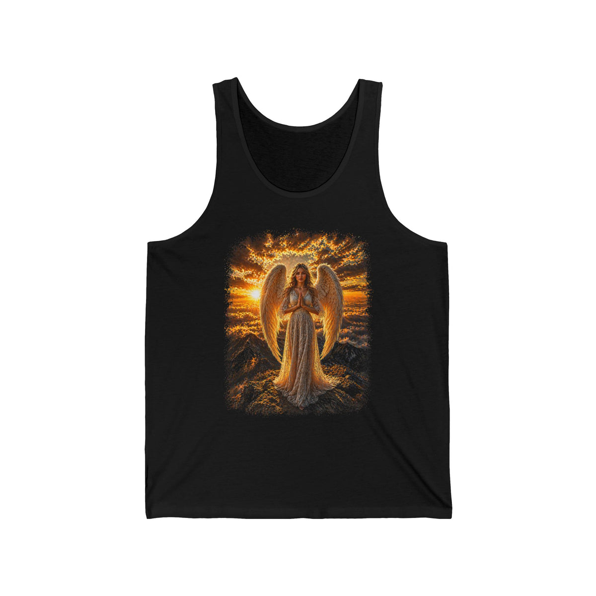 Angel Sunset Tank Top — Serene Guardian Angel Graphic Tank