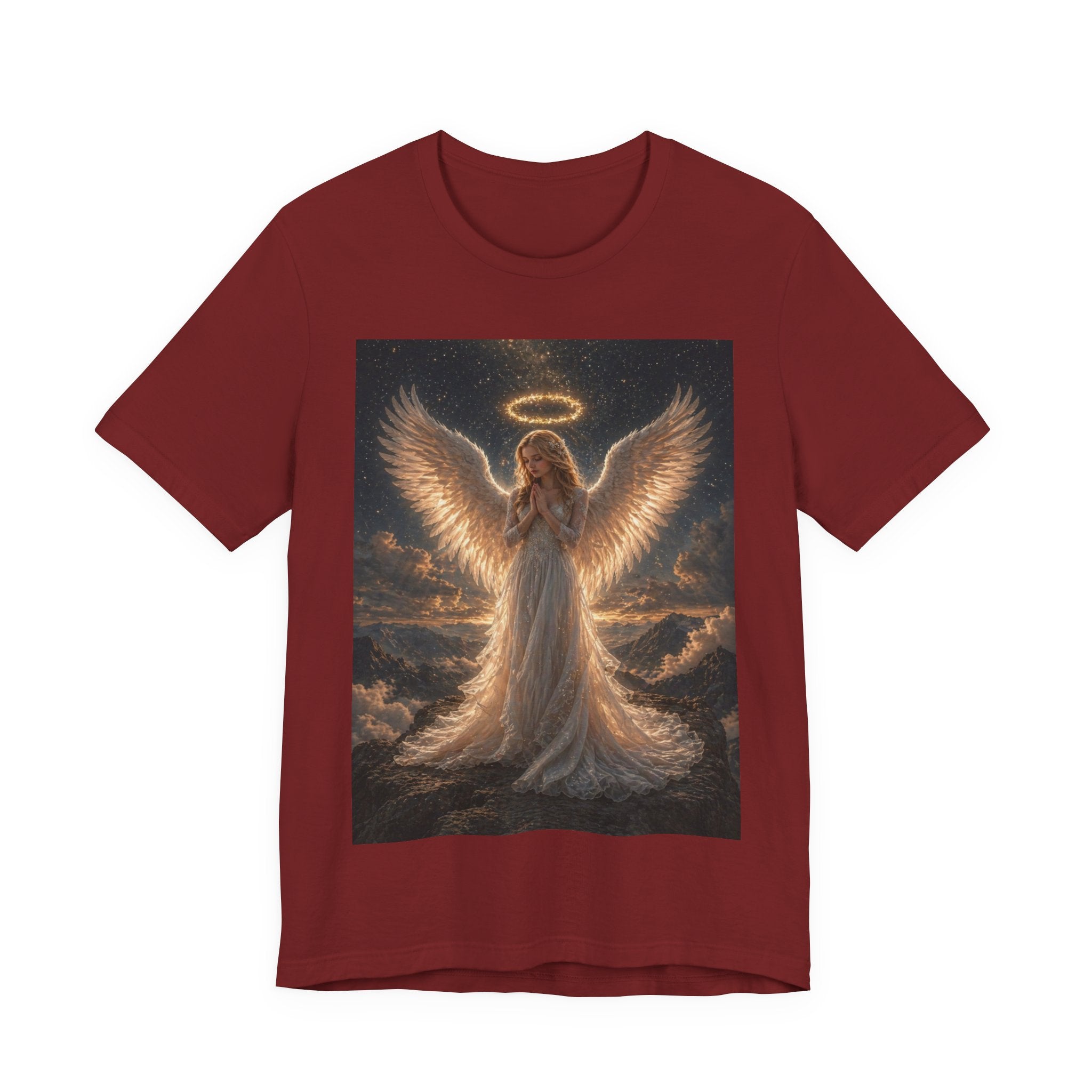 Angel Wings Graphic Tee — Glowing Halo Spiritual T-Shirt