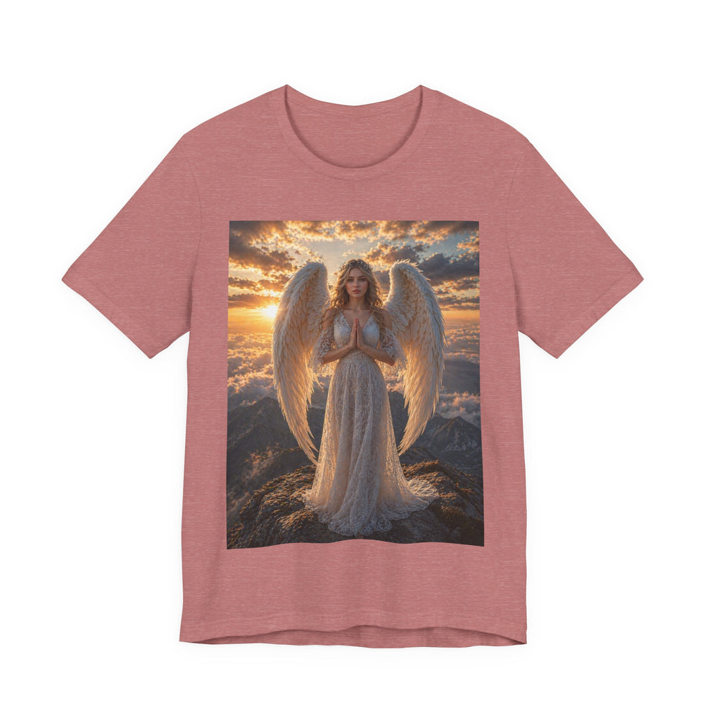 Angel Wings T-Shirt — Serene Praying Angel Graphic Tee for Spiritual & Religious Gifts