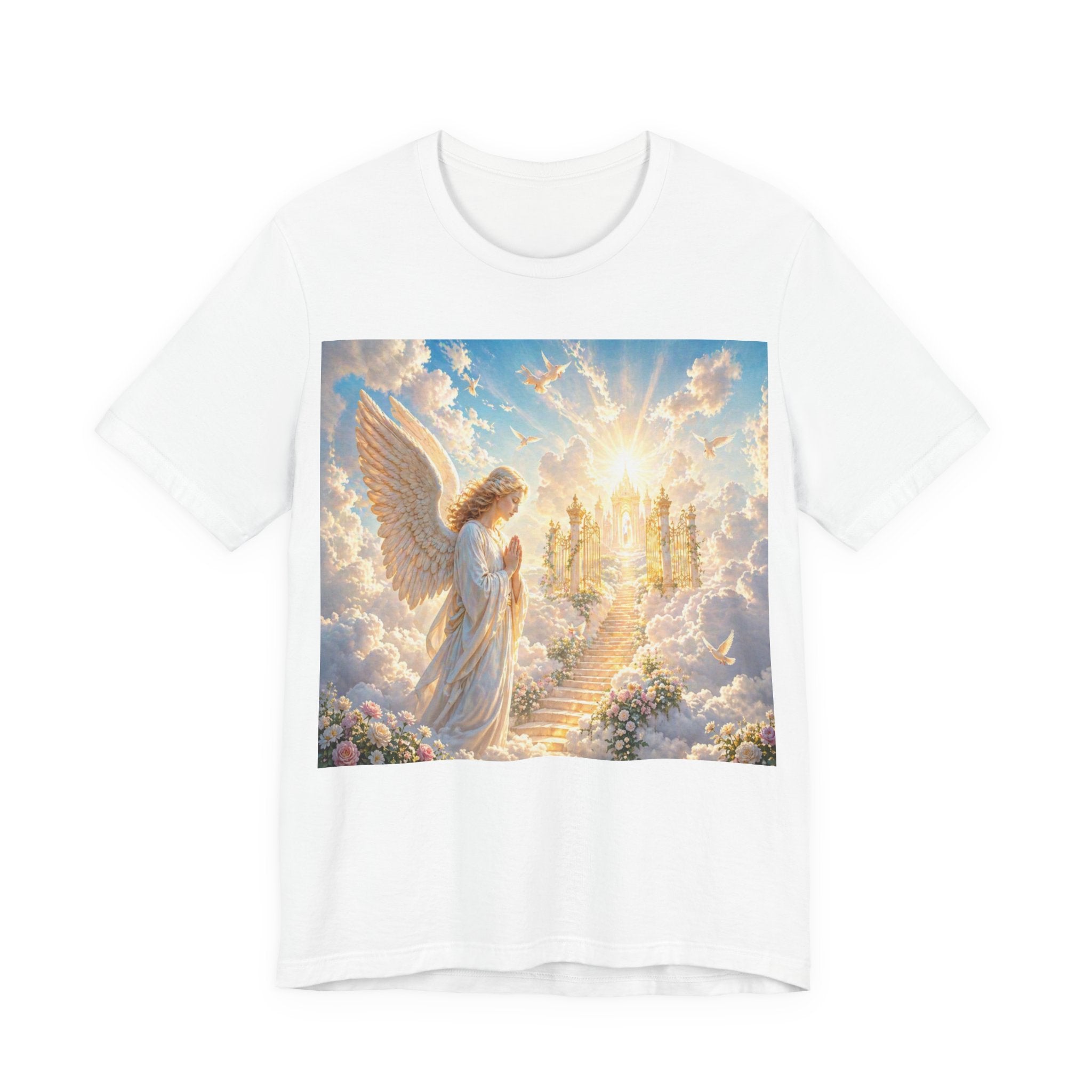 Heavenly Angel Stairway T-Shirt — Serene Christian Faith Tee