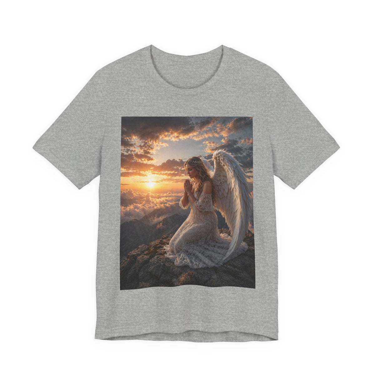Angel Prayer T‑Shirt — Serene Winged Angel Sunset Tee