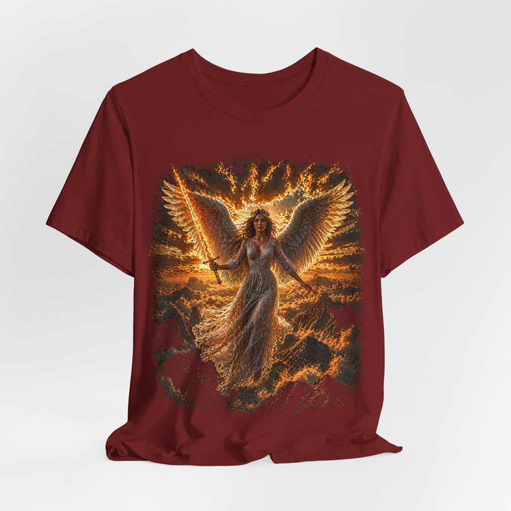 Angel Wings Graphic Tee — Fiery Guardian Angel Design