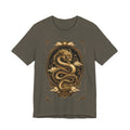 Dragon Oval Graphic Tee — Vintage Gold Snake Illustration T-Shirt