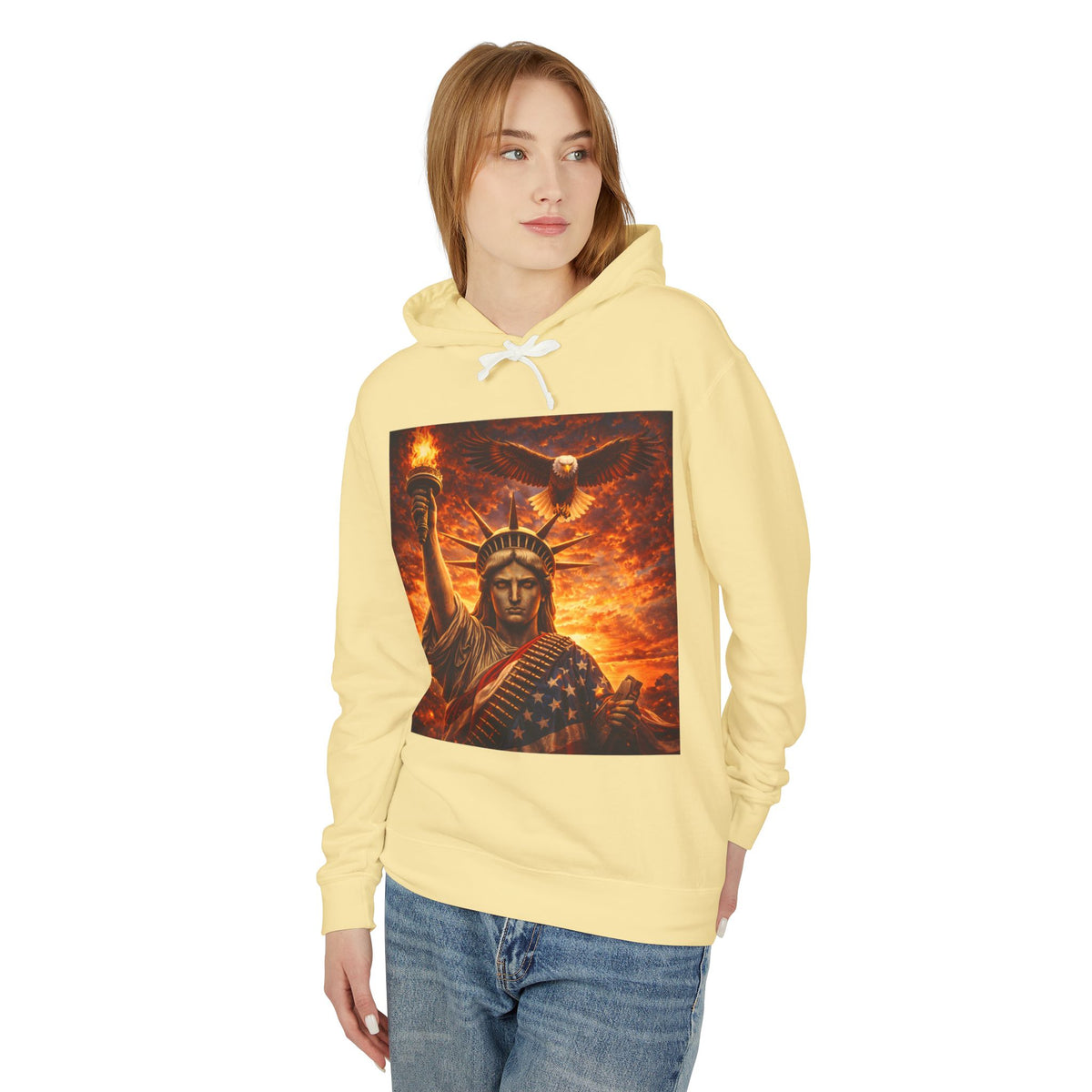 Statue of Liberty Sunset Hoodie — Patriotic American Freedom Sweatshirt