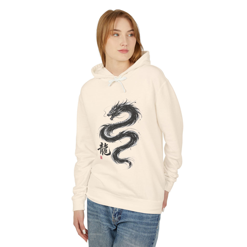 Dragon Ink Hoodie — Oriental Brush Stroke Dragon Sweatshirt