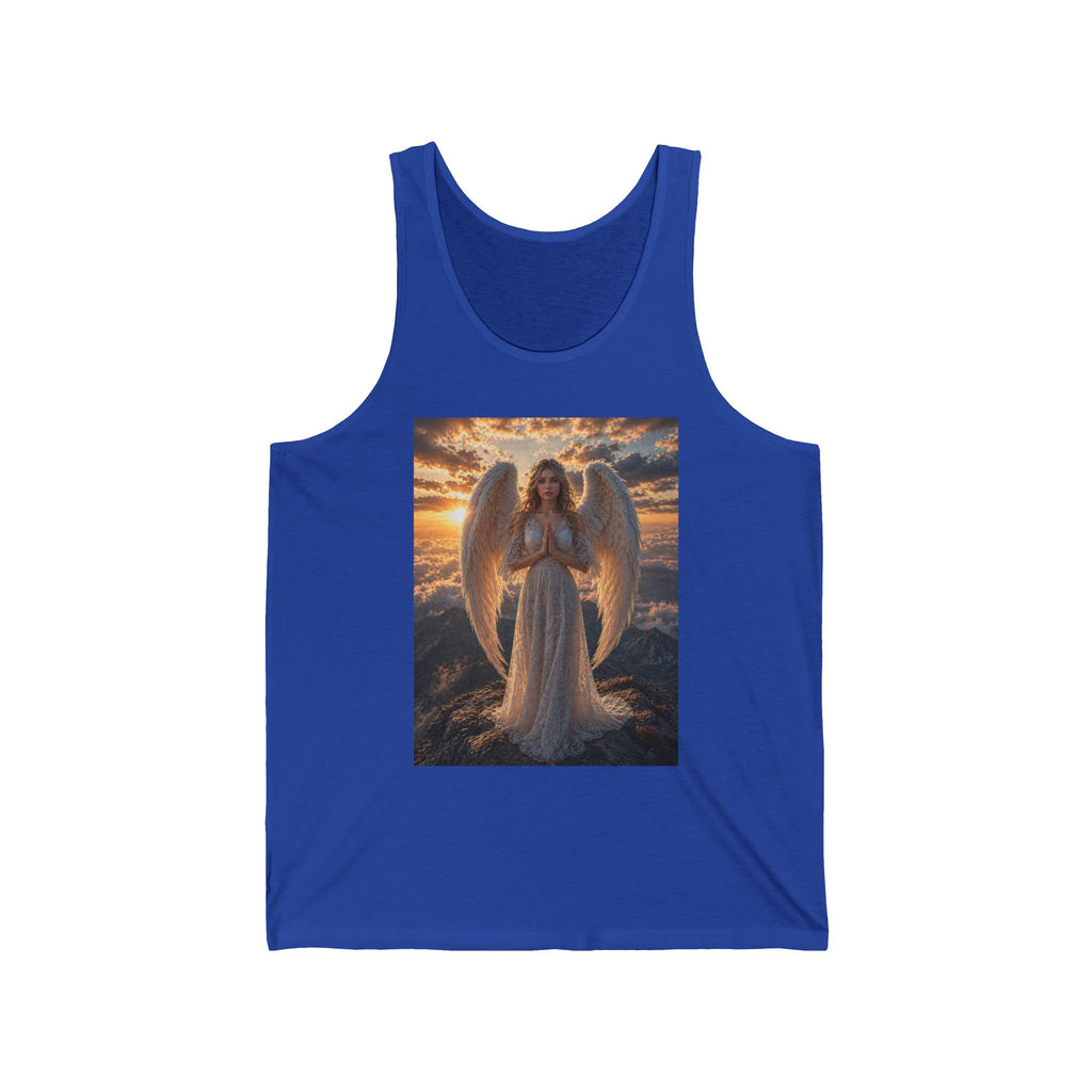 Angel Wings Sunset Tank Top — Spiritual Guardian Graphic Jersey Tank