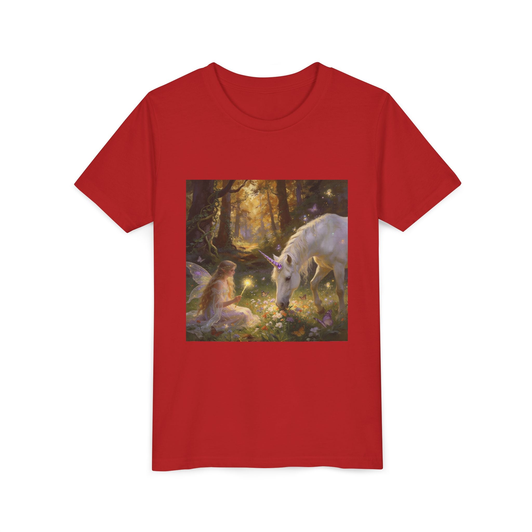 Youth Tee — Enchanted Forest Unicorn & Fairy Graphic