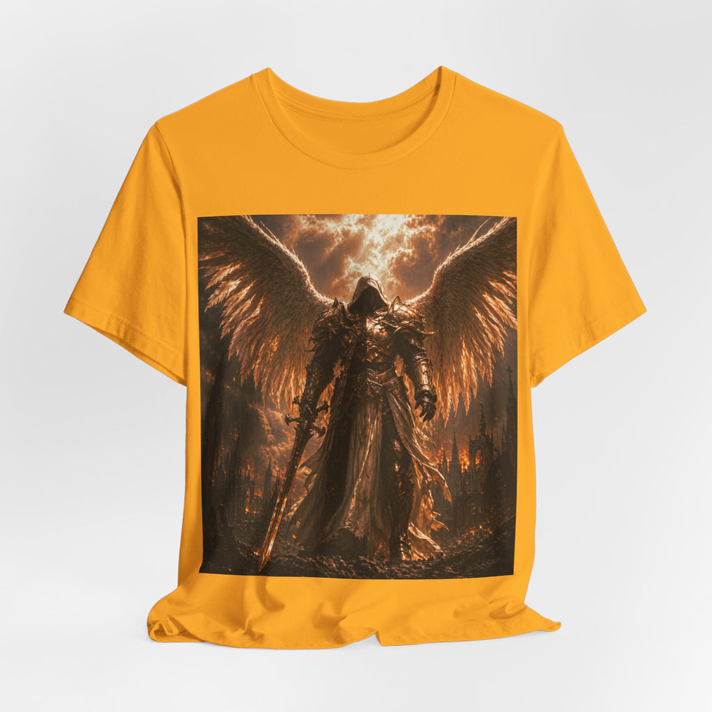 Angel of Fury Graphic Tee — Dark Fantasy Winged Warrior T‑Shirt