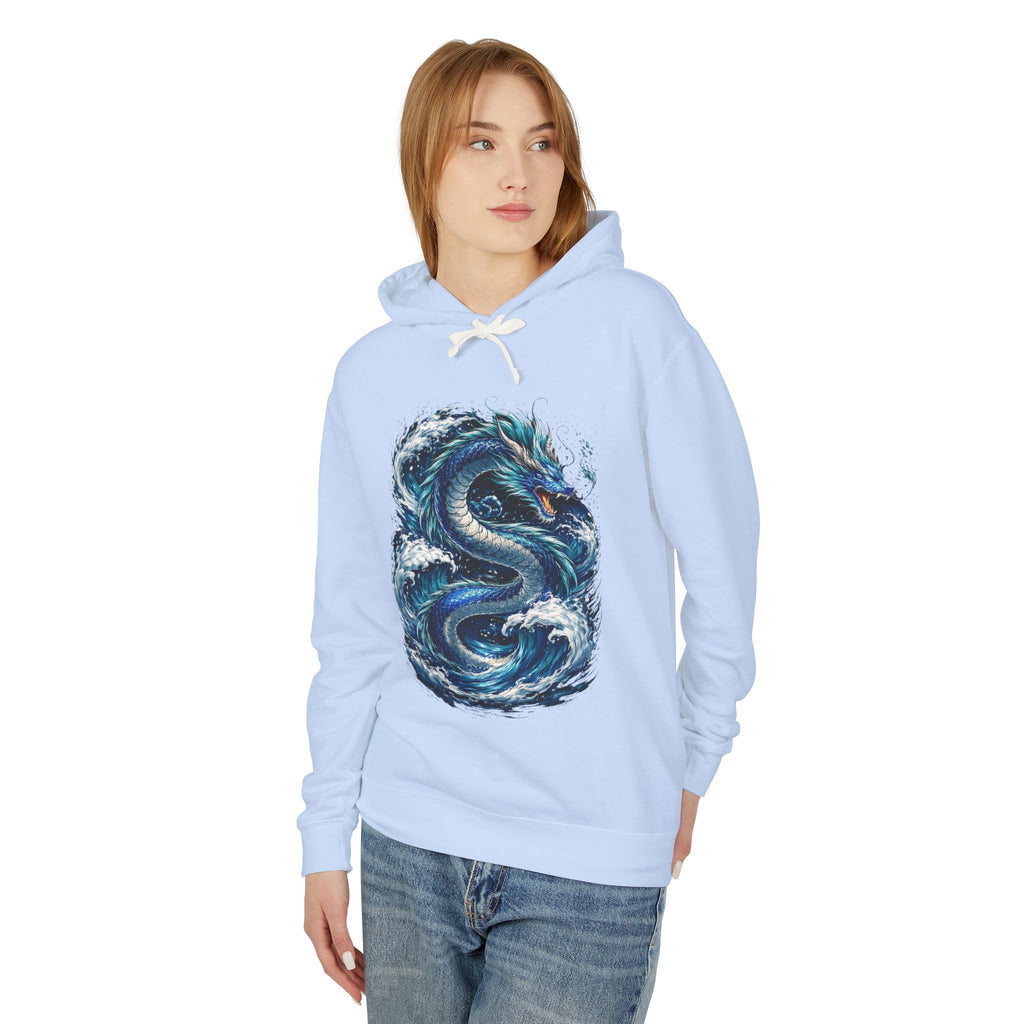Dragon Wave Hoodie — Blue Sea Serpent Graphic Sweatshirt