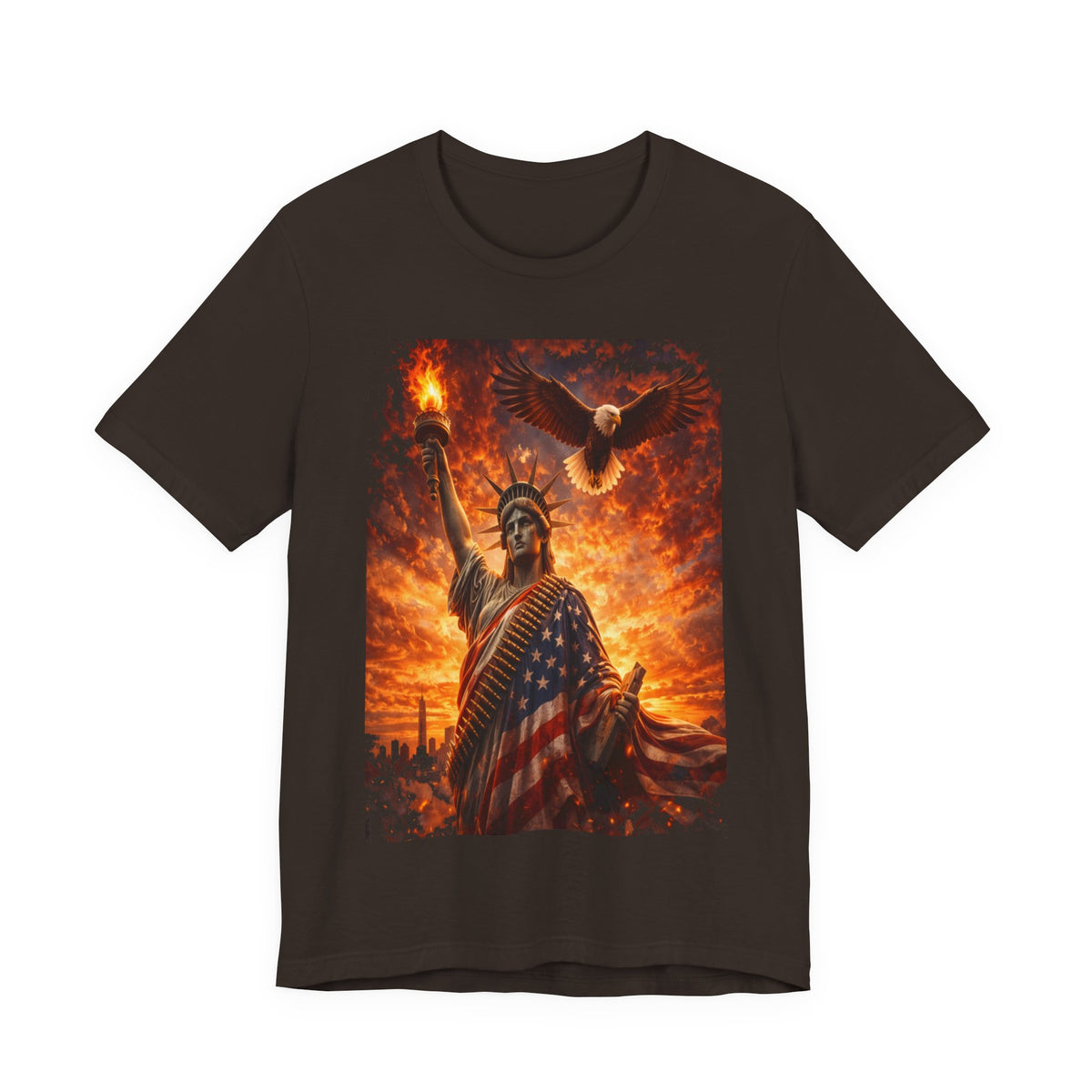 Liberty & Pride T-Shirt — Statue of Liberty with American Flag and Dove