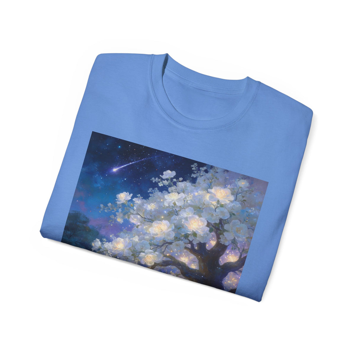 Unicorn Mystic Night Sheep Cotton Tee — Dreamy Moonlit Tree Art T-Shirt