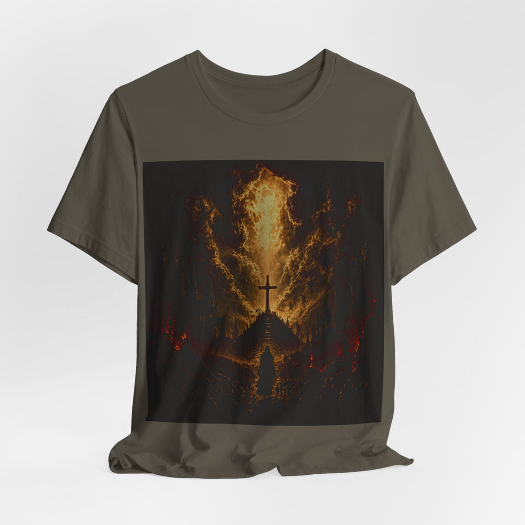 Christian Cross Flames T-Shirt — Fiery Faith Graphic Tee