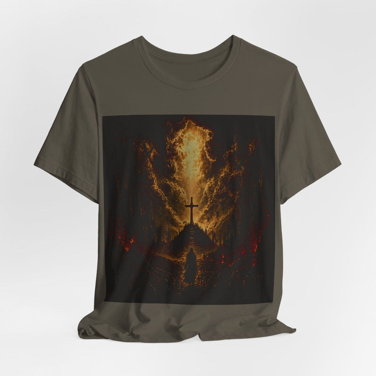 Christian Cross Flames T-Shirt — Fiery Faith Graphic Tee