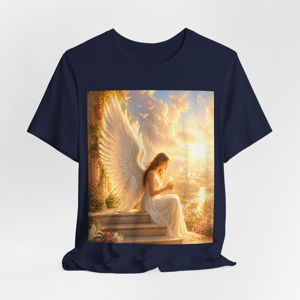 Angel Prayer T‑Shirt — Serene Winged Angel Graphic Tee for Spiritual Gifts & Memorials