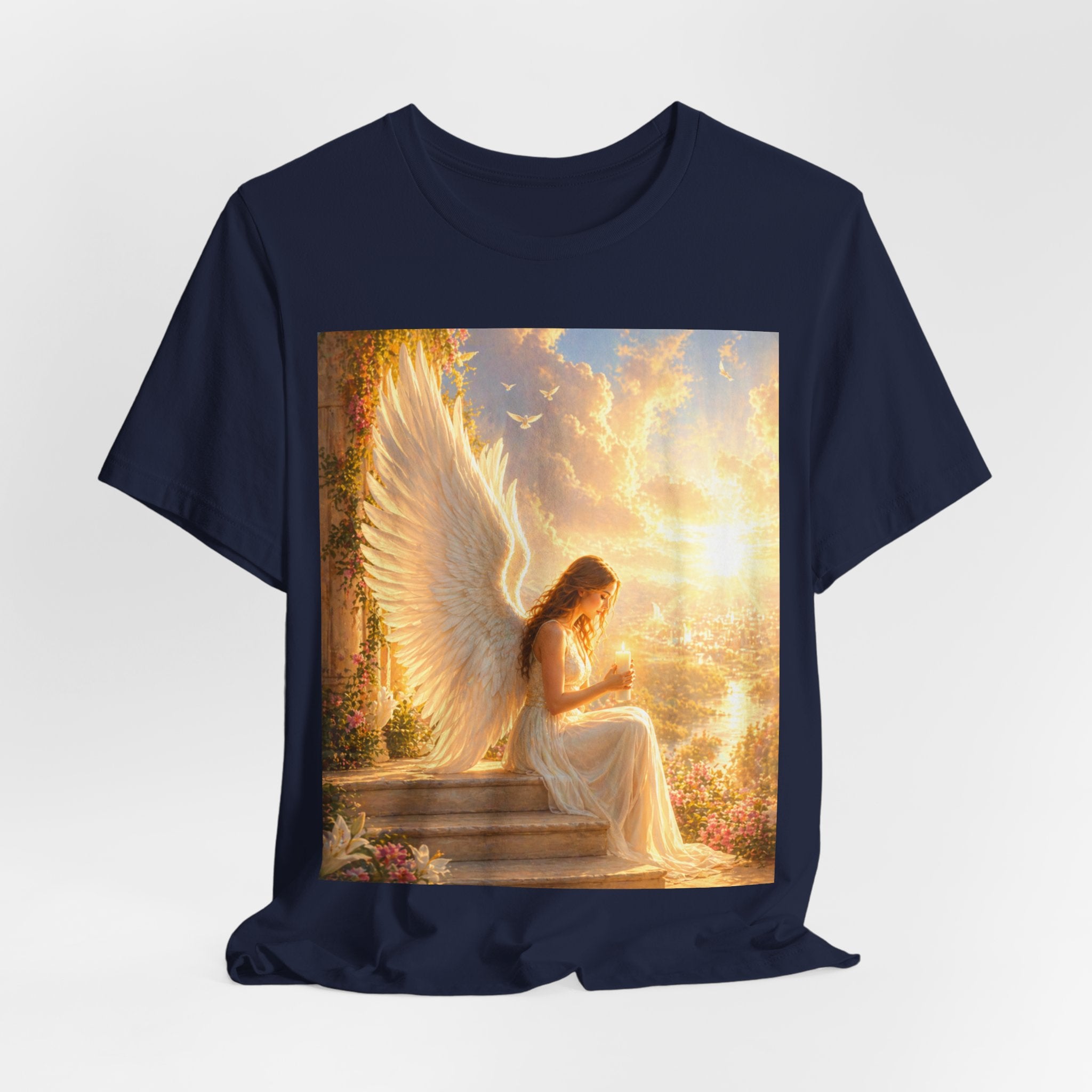 Angel Prayer T‑Shirt — Serene Winged Angel Graphic Tee for Spiritual Gifts & Memorials
