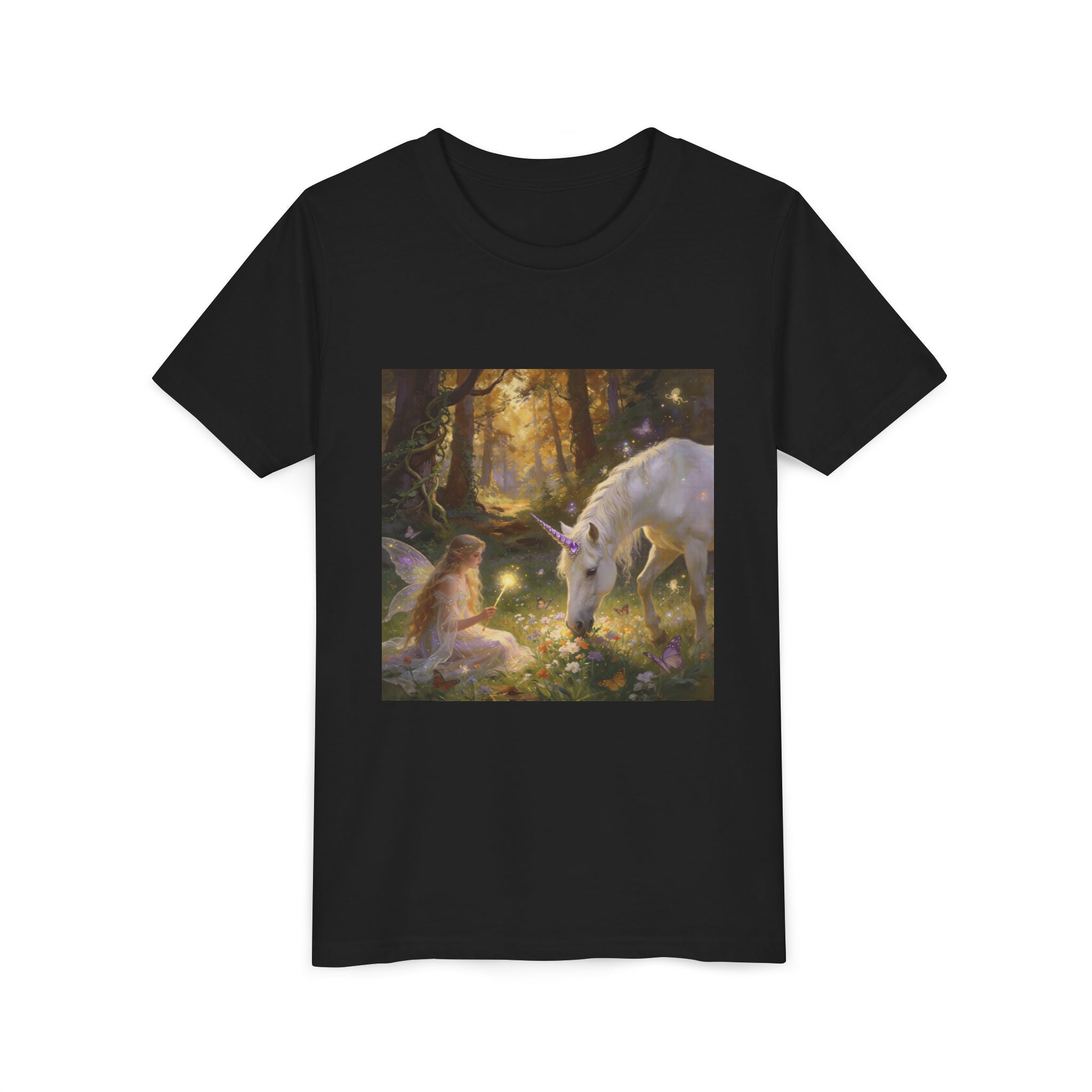 Youth Tee — Enchanted Forest Unicorn & Fairy Graphic