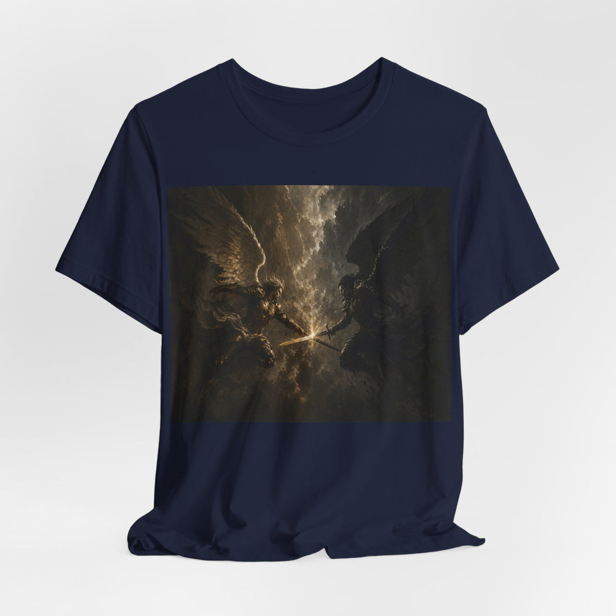 Angel Battle Graphic Tee — Dark Mythic Winged Warriors Shirt