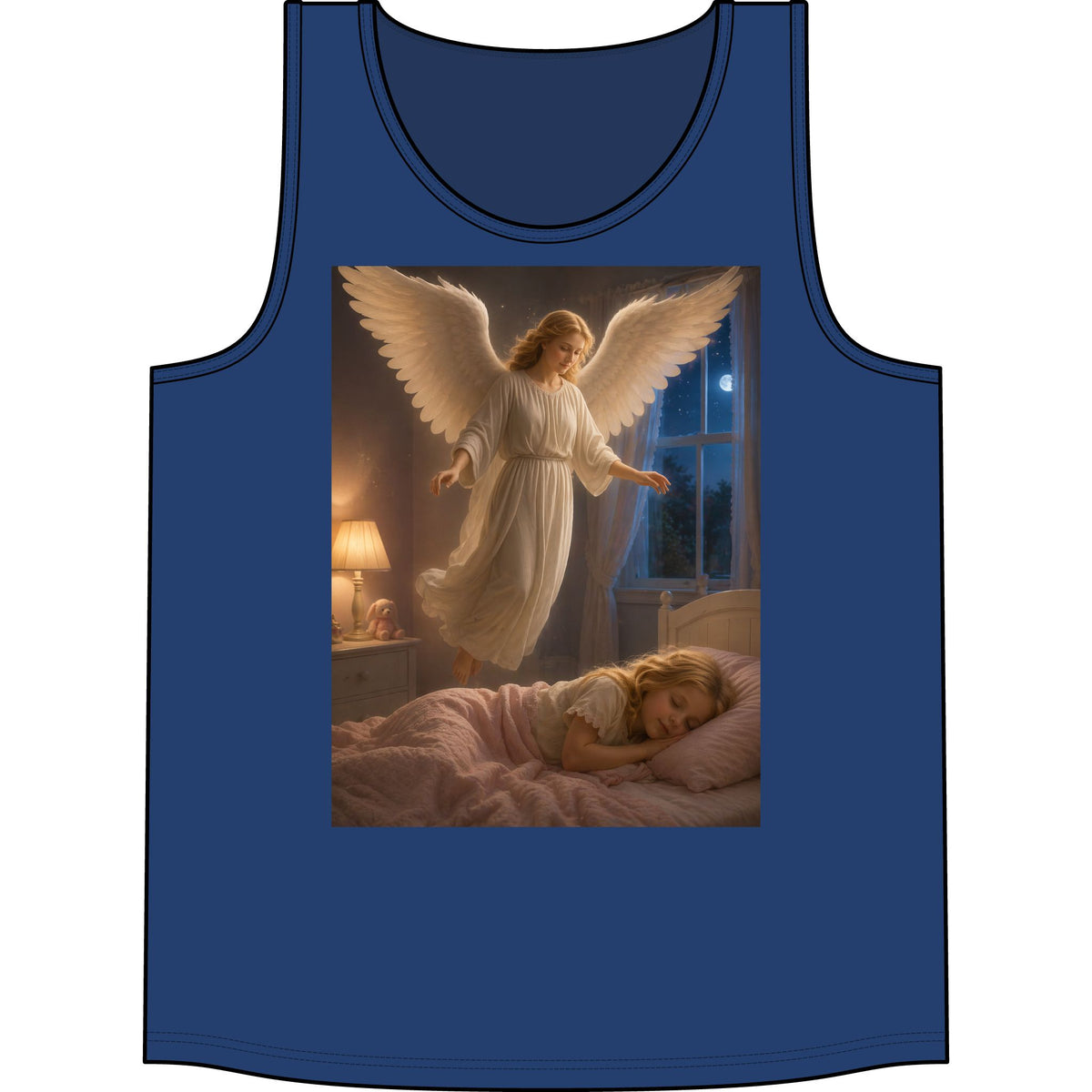 Angel Watching Over Sleeping Child Tank Top — Guardian Angel Prayer Shirt