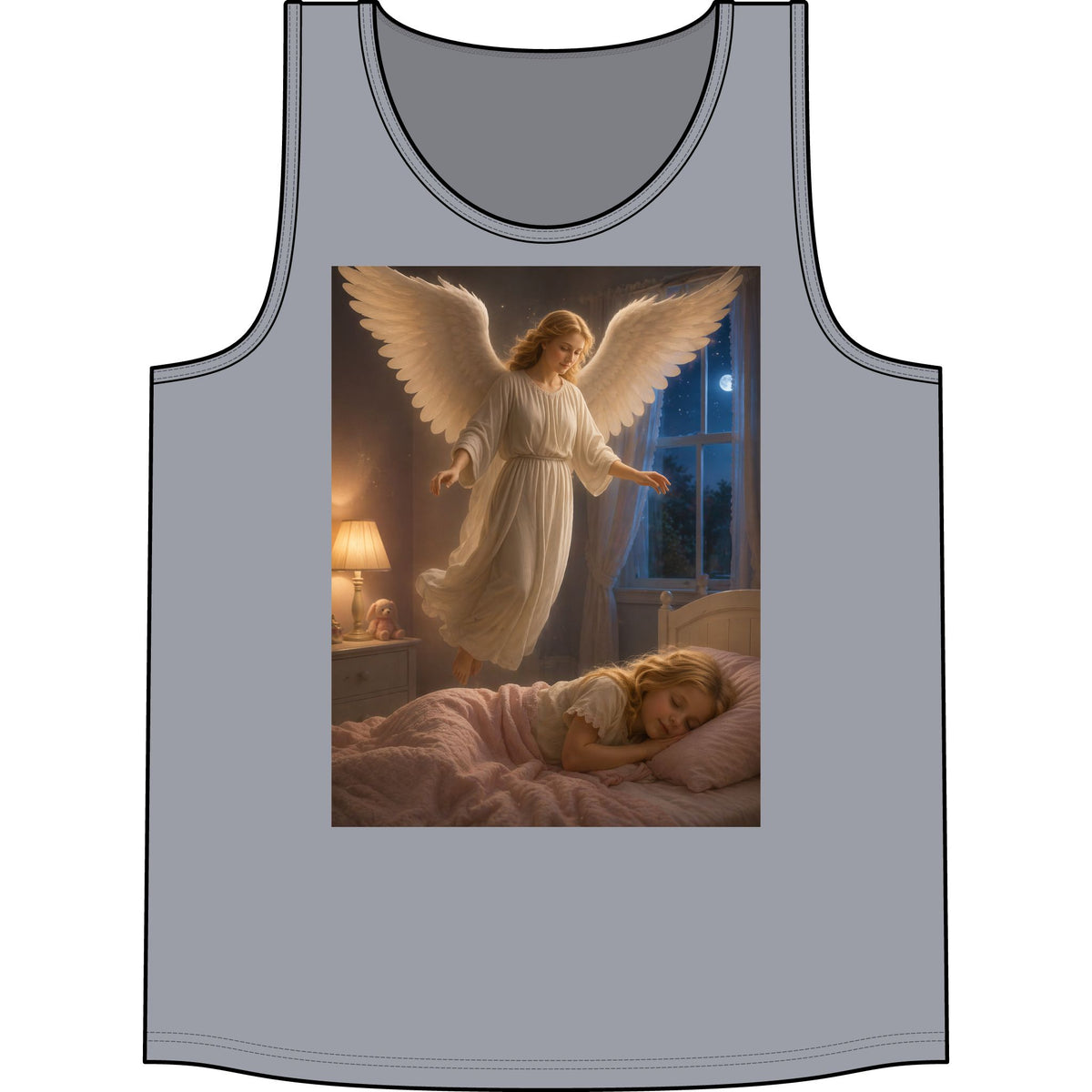 Angel Watching Over Sleeping Child Tank Top — Guardian Angel Prayer Shirt