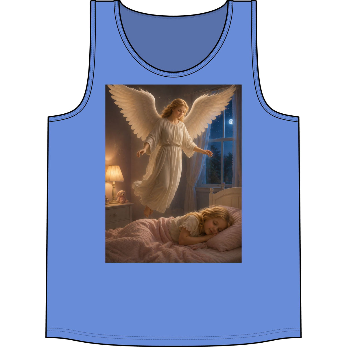 Angel Watching Over Sleeping Child Tank Top — Guardian Angel Prayer Shirt