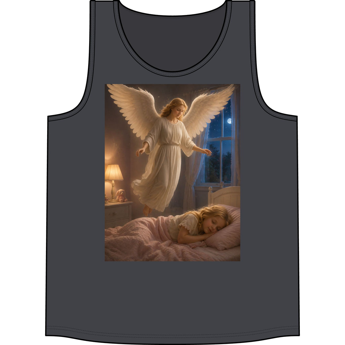 Angel Watching Over Sleeping Child Tank Top — Guardian Angel Prayer Shirt