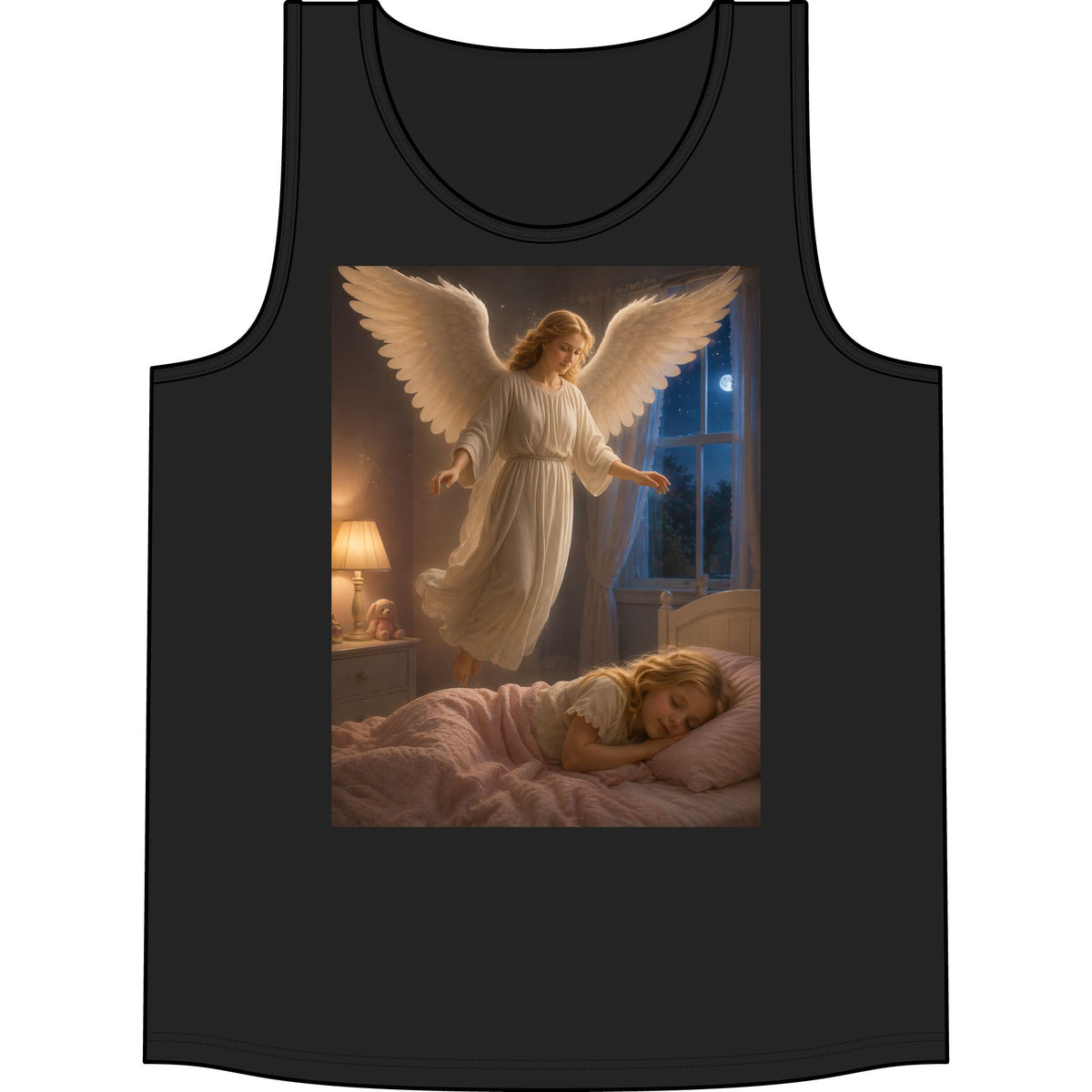 Angel Watching Over Sleeping Child Tank Top — Guardian Angel Prayer Shirt