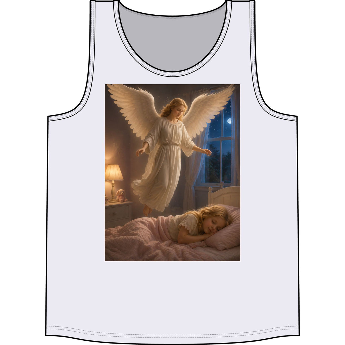 Angel Watching Over Sleeping Child Tank Top — Guardian Angel Prayer Shirt