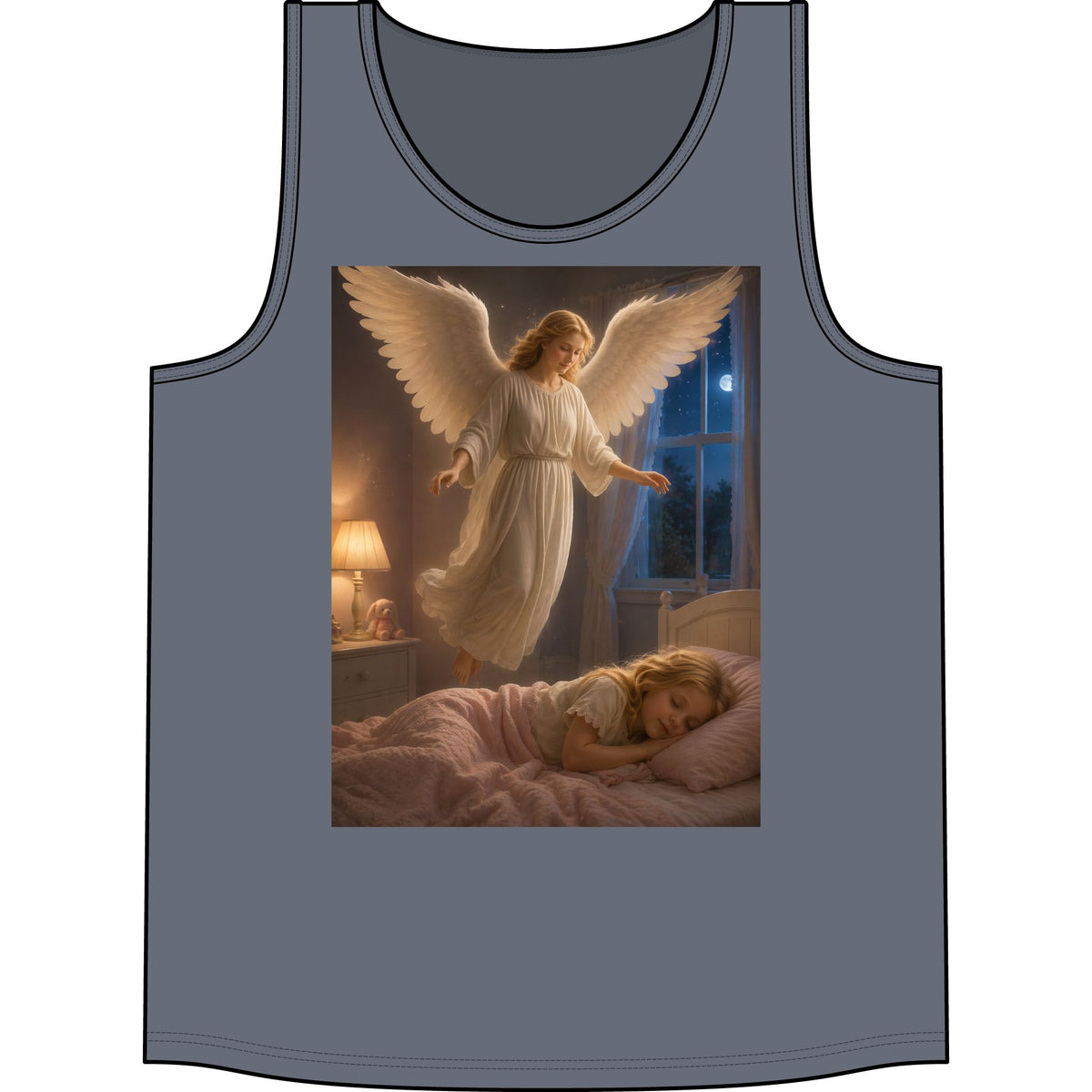 Angel Watching Over Sleeping Child Tank Top — Guardian Angel Prayer Shirt