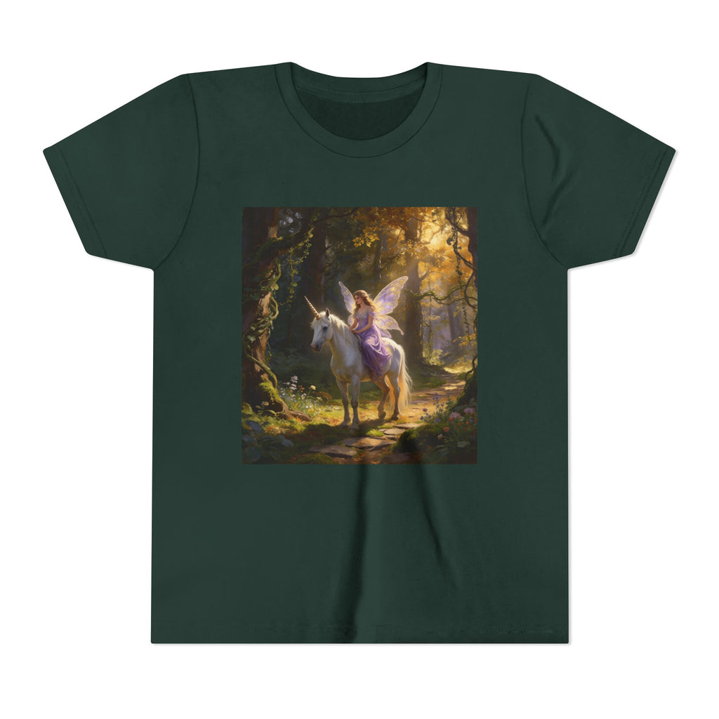 Youth Tee — Enchanted Unicorn & Fairy Forest Graphic