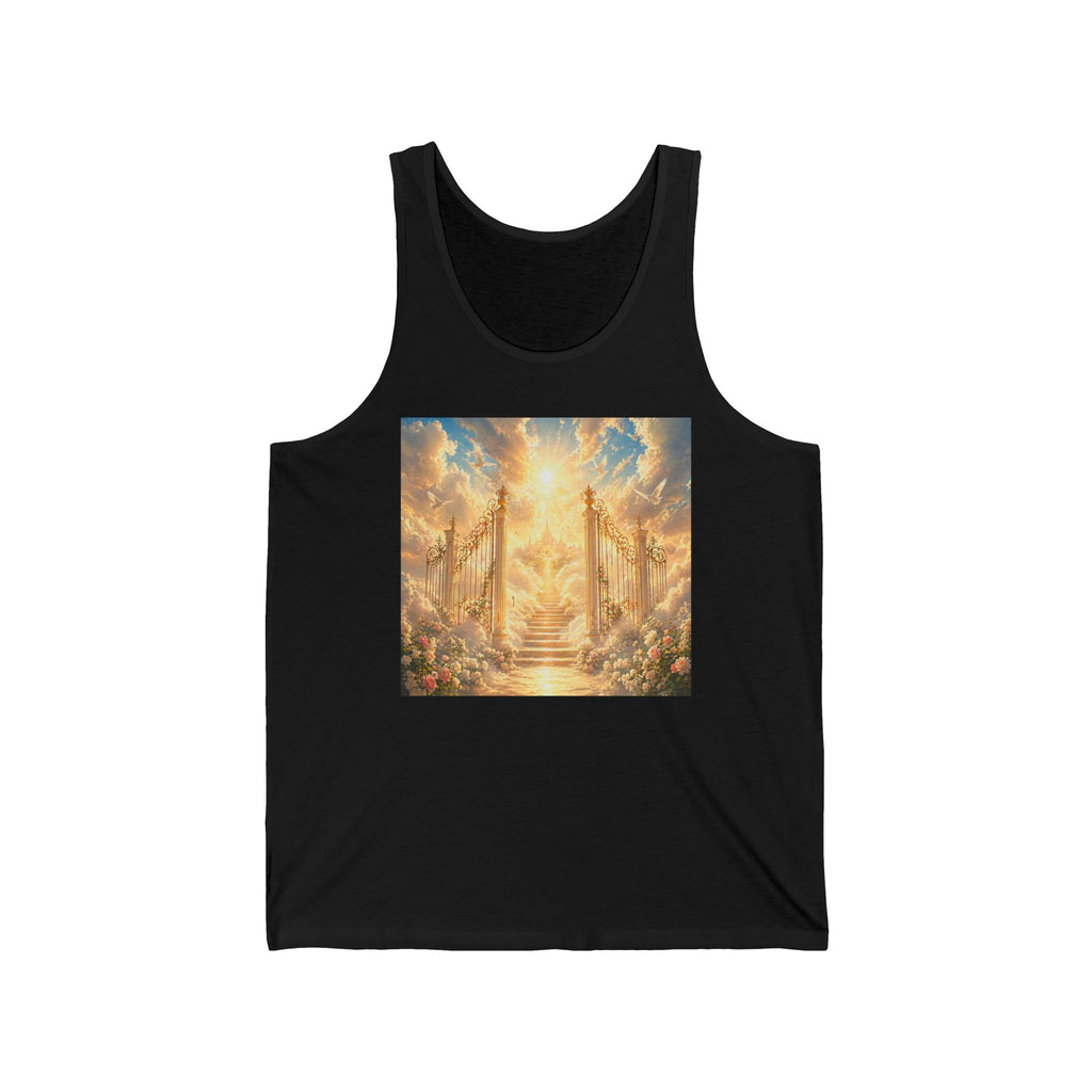 Heavenly Gates Sunset Tank Top — Spiritual Angelic Stairway Graphic