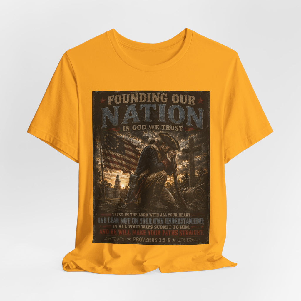 Founding Our Nation Eagle T-Shirt — "In God We Trust" Patriotic Christian Tee