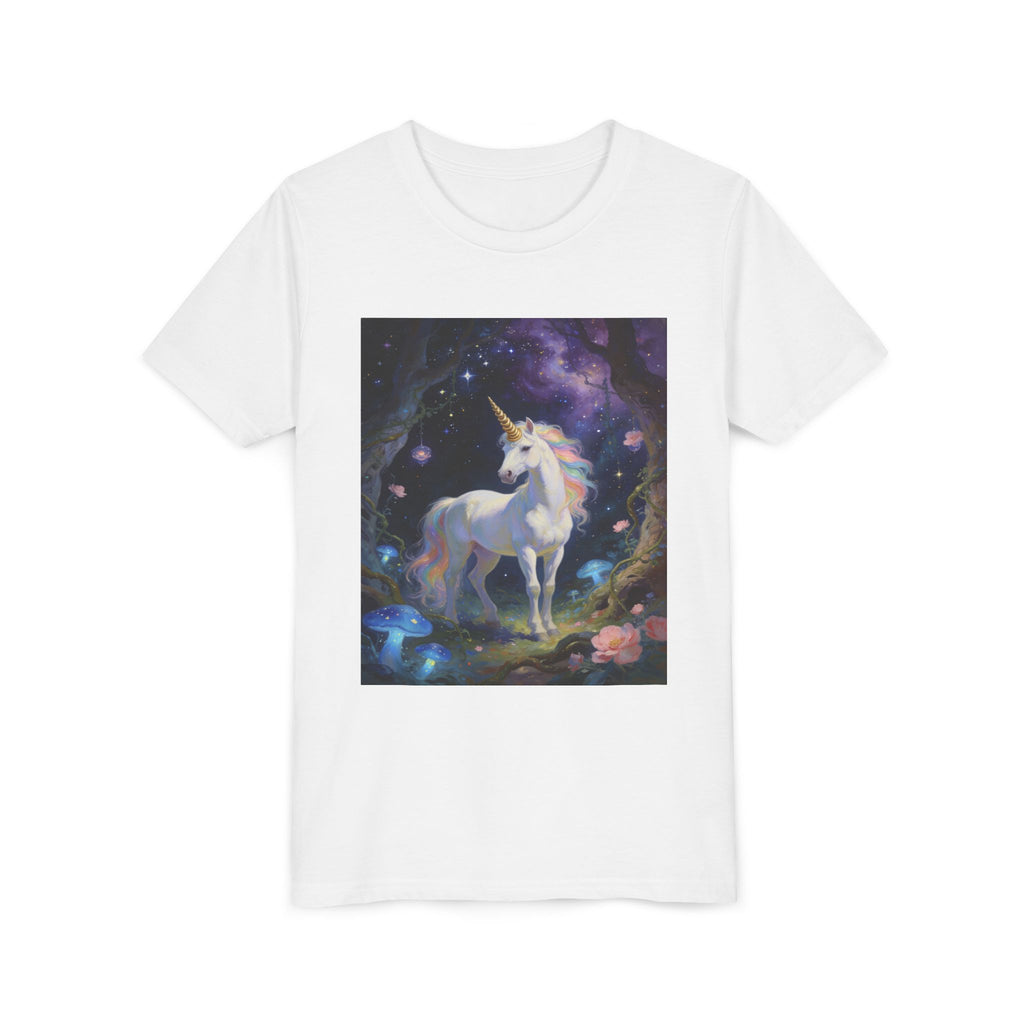 Youth Unicorn Tee — Magical Night Forest Unicorn Graphic Shirt