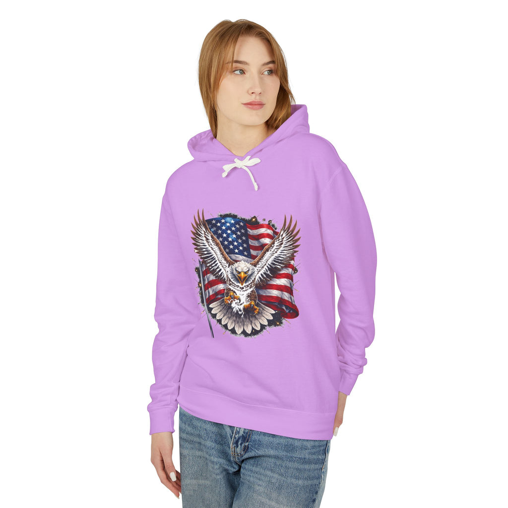 American Eagle Hoodie — Patriotic Bald Eagle with USA Flag Graphic