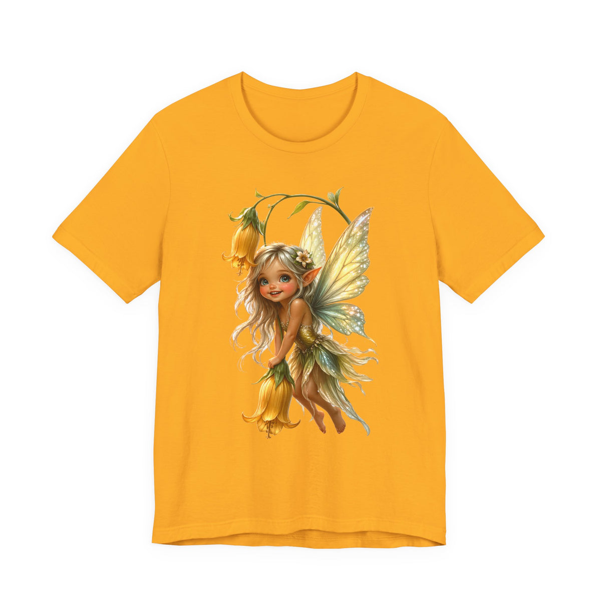 Fairy Flower T-Shirt — Whimsical Yellow Bell Fairy Graphic Tee