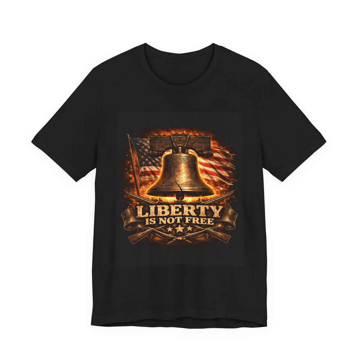 Liberty Is Not Free T-Shirt — Patriotic American Flag & Bell Tee