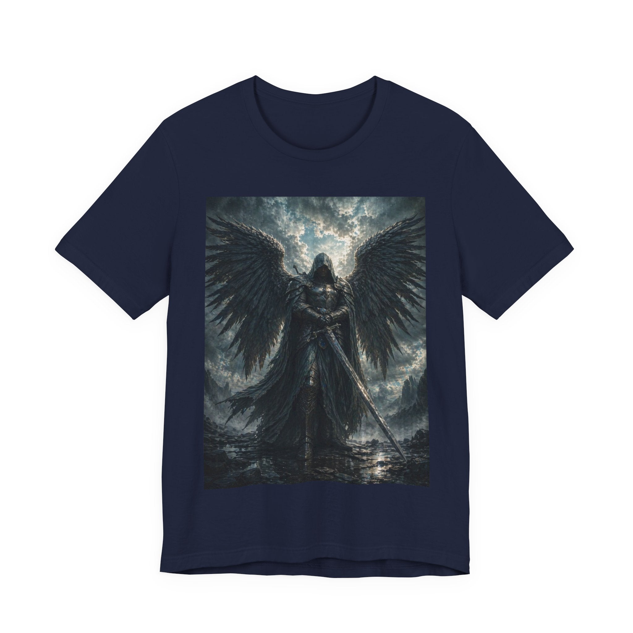 Dark Fallen Angel Graphic Tee — Gothic Warrior Angel T-Shirt