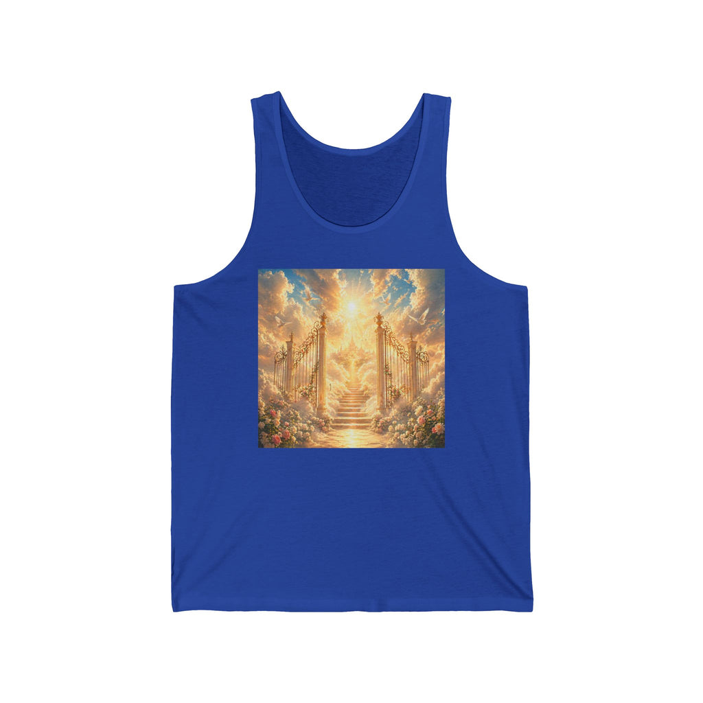 Heavenly Gates Sunset Tank Top — Spiritual Angelic Stairway Graphic
