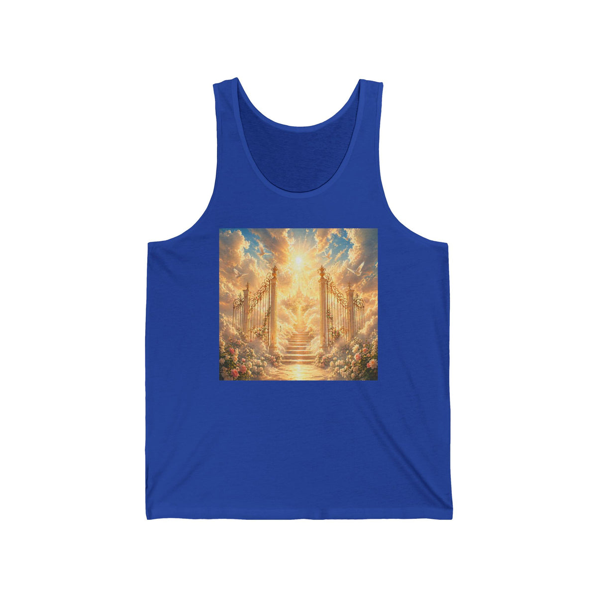 Heavenly Gates Sunset Tank Top — Spiritual Angelic Stairway Graphic