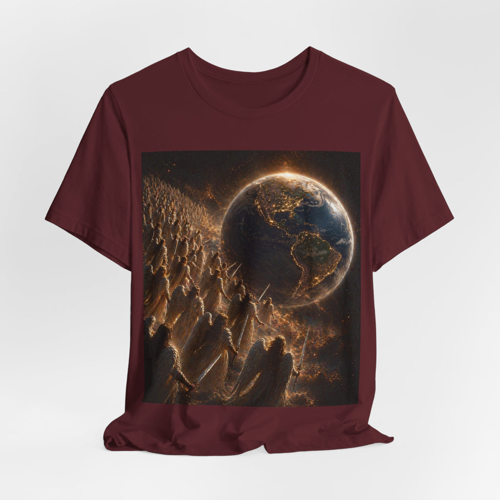 Earth Rise Graphic Tee — Glowing Planet & Mountainscape T-Shirt