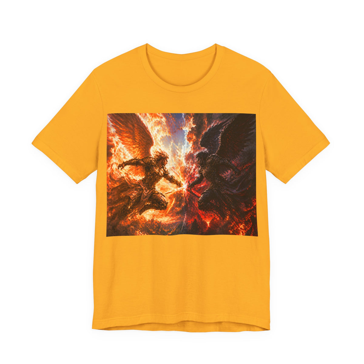 Angel vs Demon Battle T-Shirt — Fiery Fantasy Art Graphic Tee