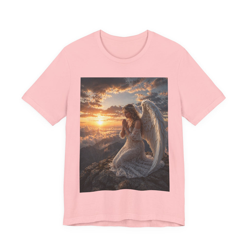 Angel Prayer T‑Shirt — Serene Winged Angel Sunset Tee