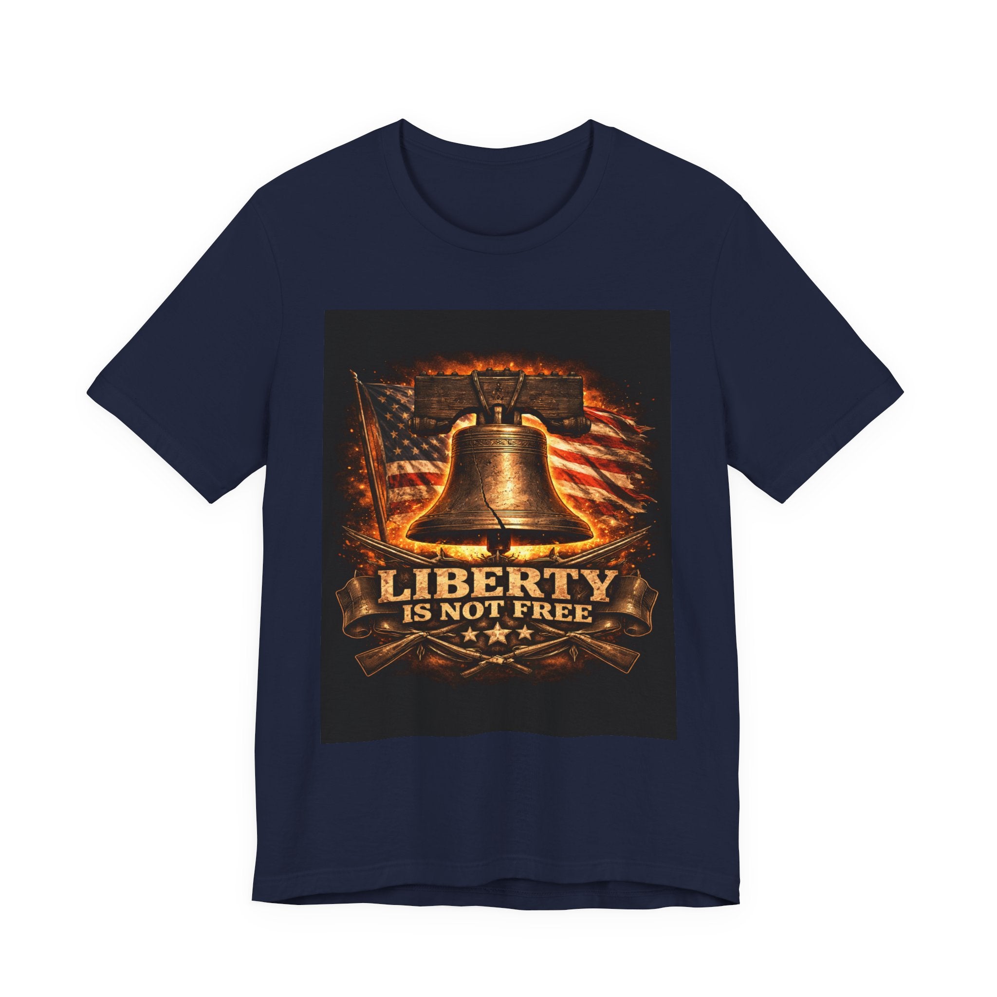 Liberty Is Not Free T-Shirt — Patriotic American Flag & Bell Tee