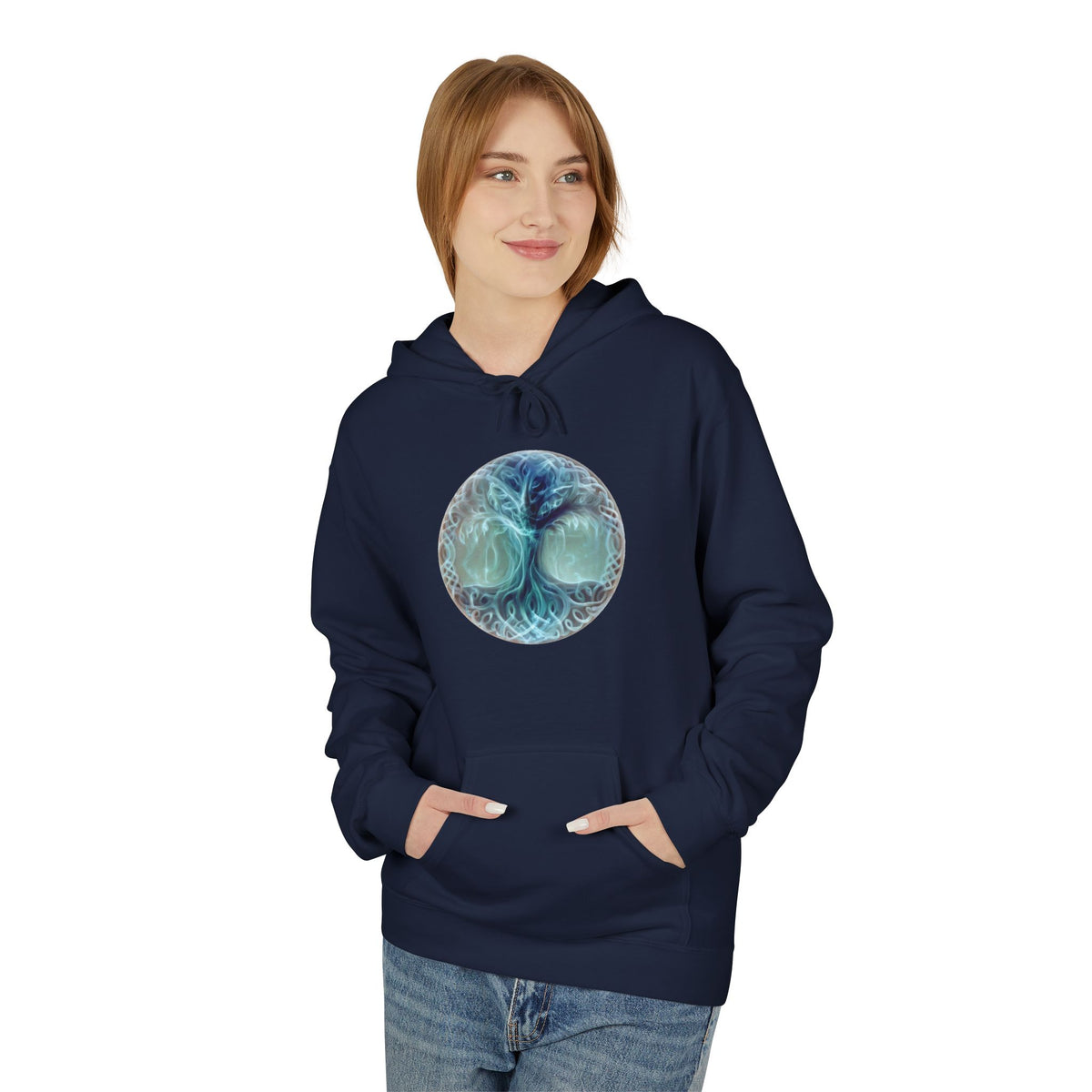 Yggdrasil tree of life-Cotton Hoodie — Ethereal Sea Skull Graphic Hoodie