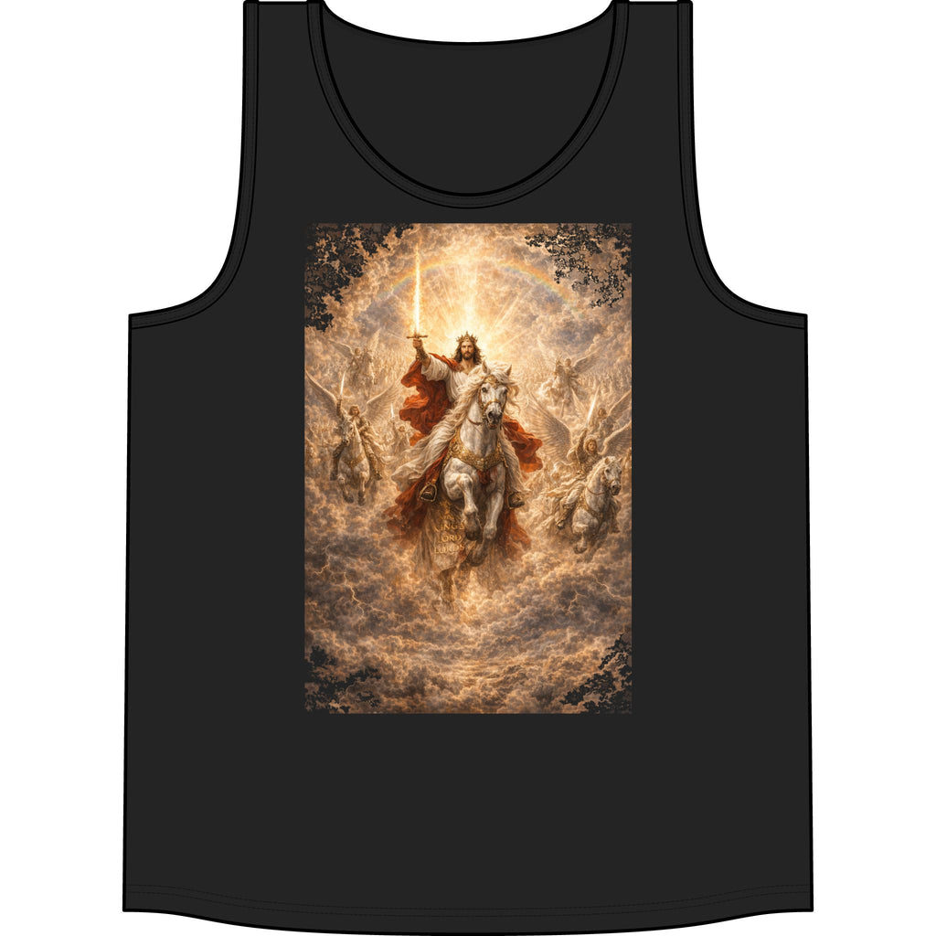 Jesus Riding White Horse Tank Top — Resurrection Christian Graphic Muscle Tee