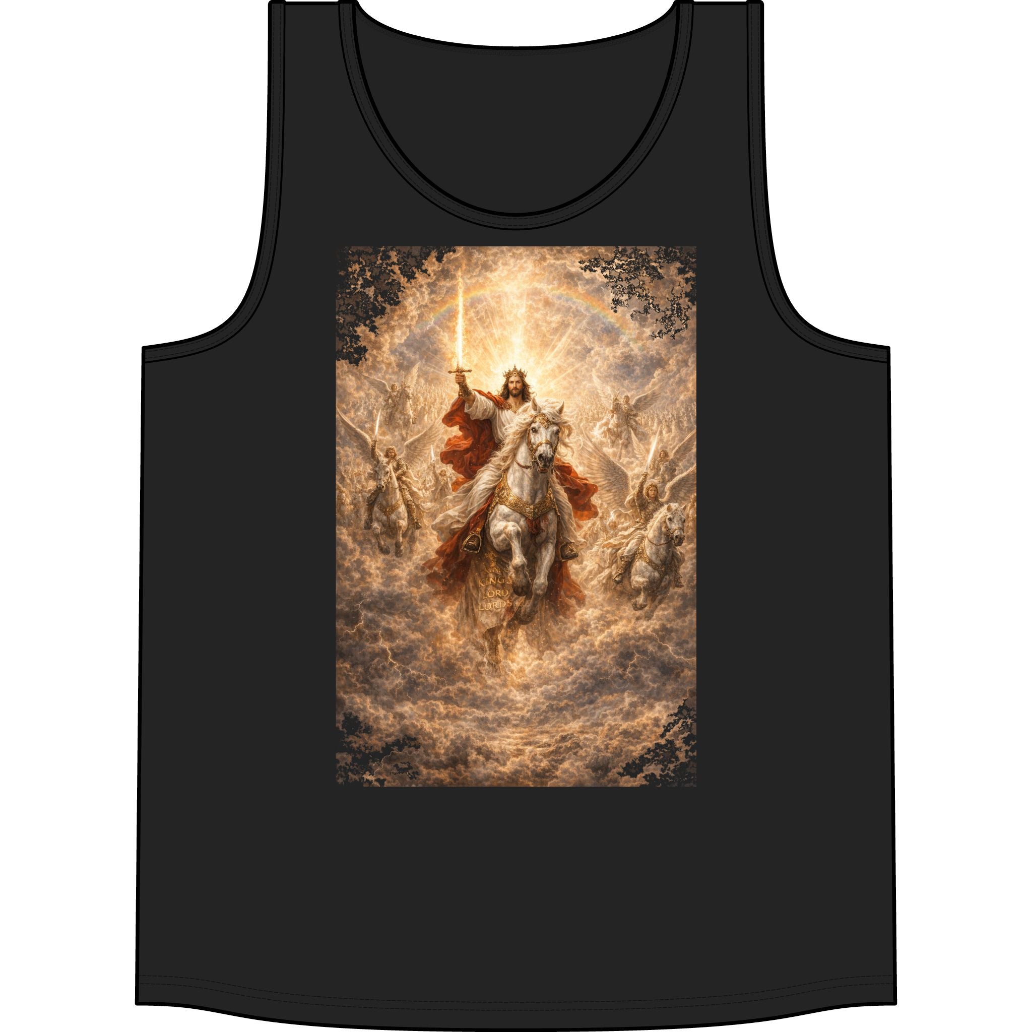 Jesus Riding White Horse Tank Top — Resurrection Christian Graphic Muscle Tee