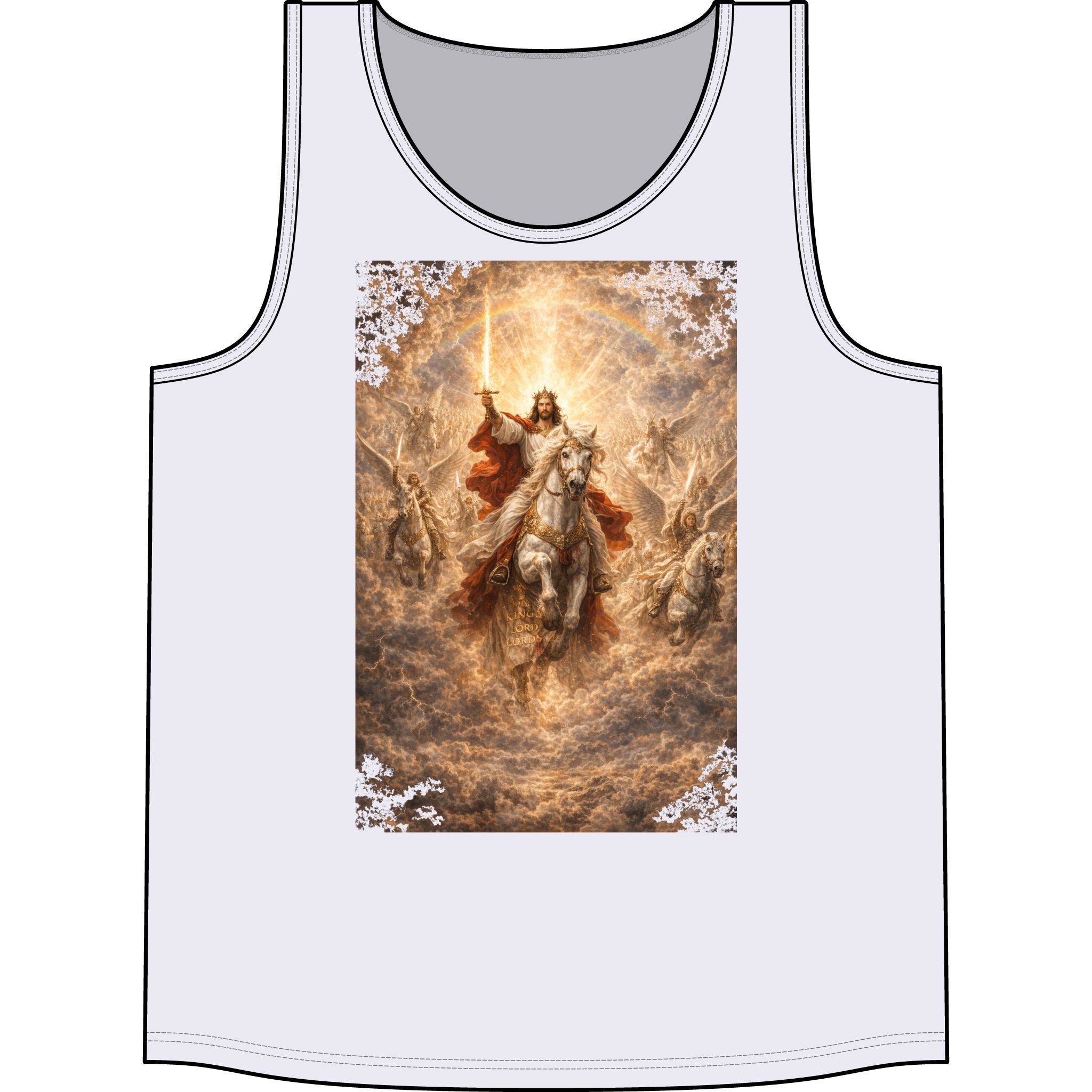 Jesus Riding White Horse Tank Top — Resurrection Christian Graphic Muscle Tee