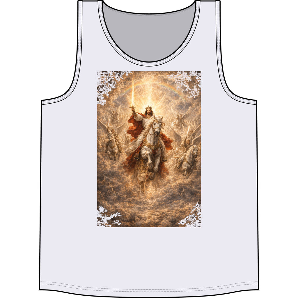 Jesus Riding White Horse Tank Top — Resurrection Christian Graphic Muscle Tee