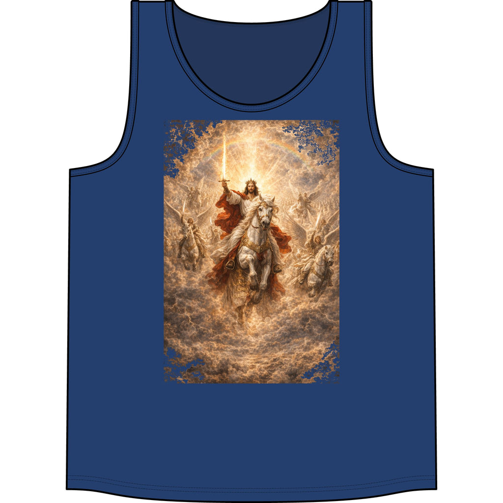Jesus Riding White Horse Tank Top — Resurrection Christian Graphic Muscle Tee
