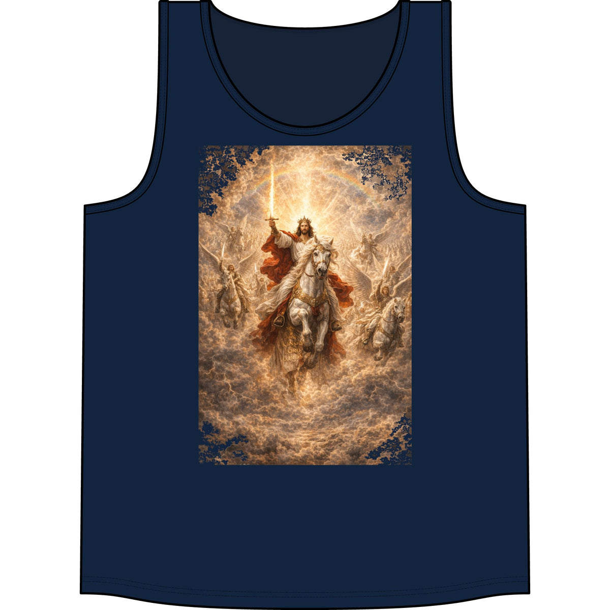 Jesus Riding White Horse Tank Top — Resurrection Christian Graphic Muscle Tee