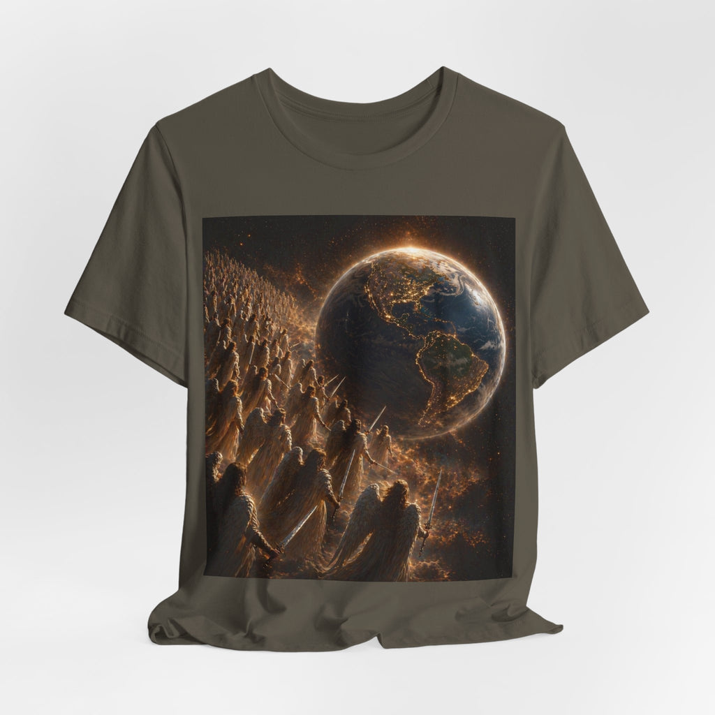 Earth Rise Graphic Tee — Glowing Planet & Mountainscape T-Shirt